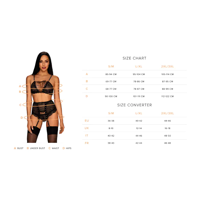 Комплект Obsessive Lecille 3-pcs crotchless set — фото 7