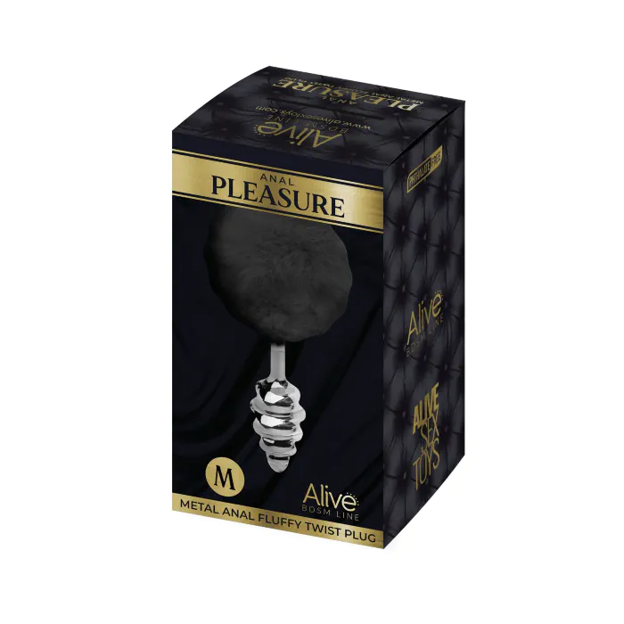 Анальна пробка Alive Fluffy Twist Plug M Black — фото 3