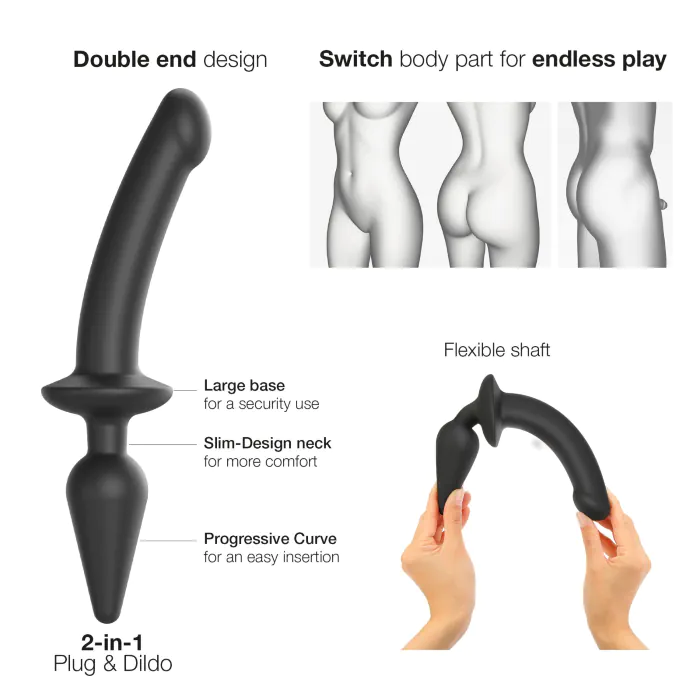 Анальна пробка з дилдо 2в1 Strap-On-Me Switch Plug-In Dildo Black XXL — фото 2