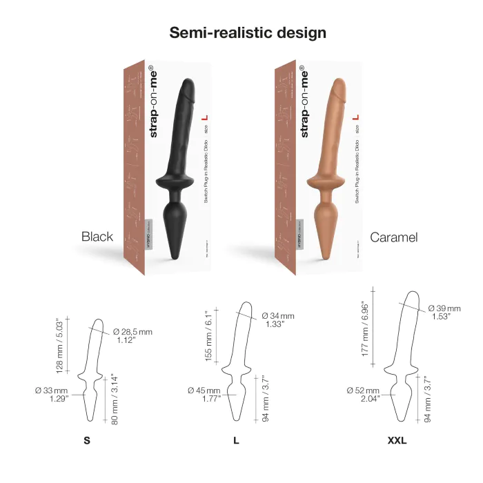 Анальна пробка з дилдо 2в1 Strap-On-Me Switch Plug-In Realistic Dildo Black XXL — фото 3