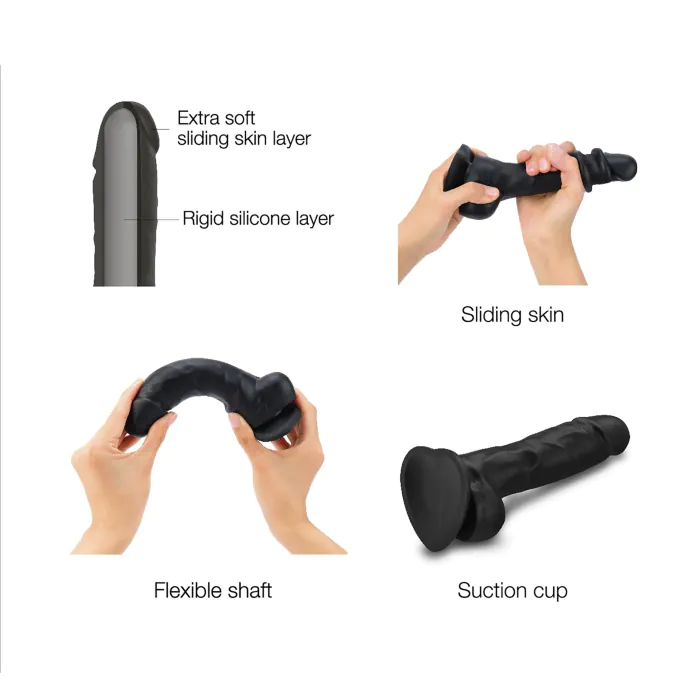 Реалістичний фалоімітатор Strap-On-Me Sliding Skin Realistic Dildo Black S — фото 3