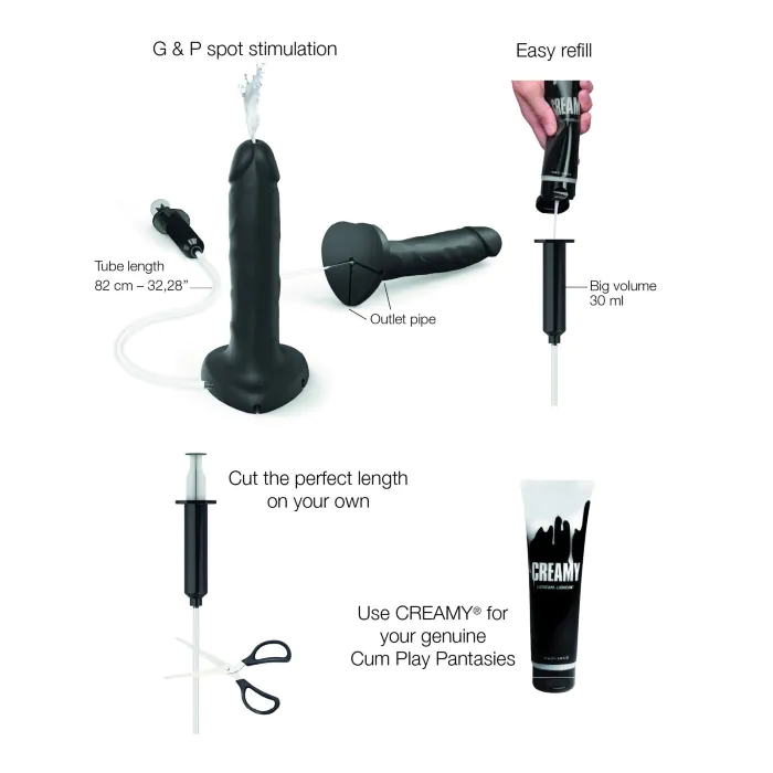 Фалоімітатор, що кінчає Strap-On-Me Squirting Cum Dildo Realistic Black L — фото 3