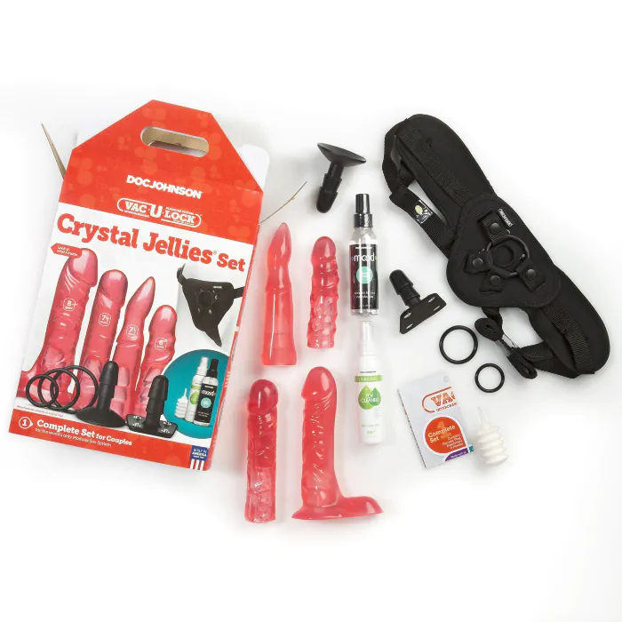 Набір для страпону Doc Johnson Vac-U-Lock Crystal Jellies Set — фото 6
