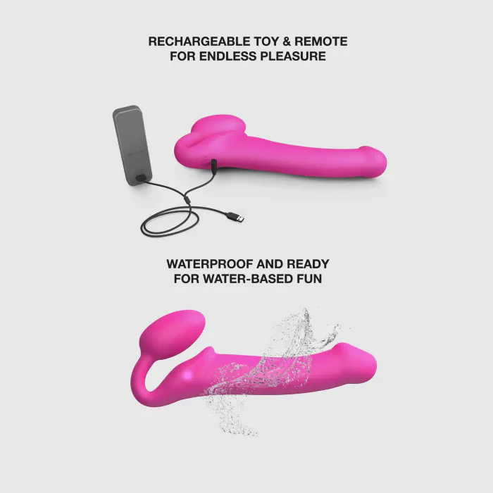 Безремінний страпон з вібрацією Strap-On-Me Vibrating Fuchsia L — фото 4