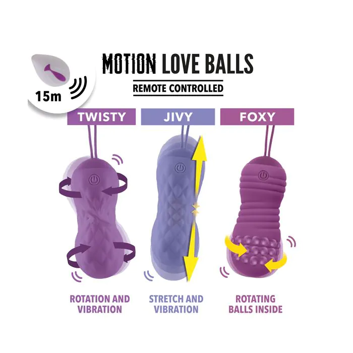 Вагінальні кульки з масажем та вібрацією FeelzToys Motion Love Balls Twisty — фото 3