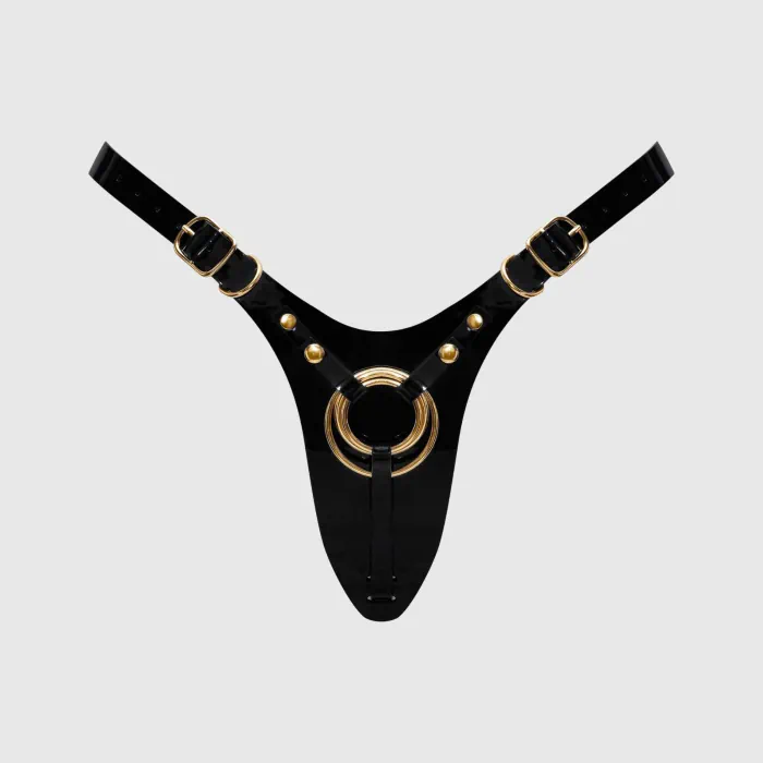 Трусики для страпона Strap-On-Me Leatherette Harness Fabulous One Size Black Glossy