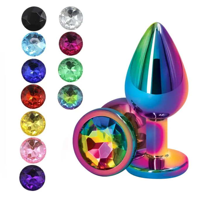 Анальна пробка металева Baby XXX Multicolor L з кристалом