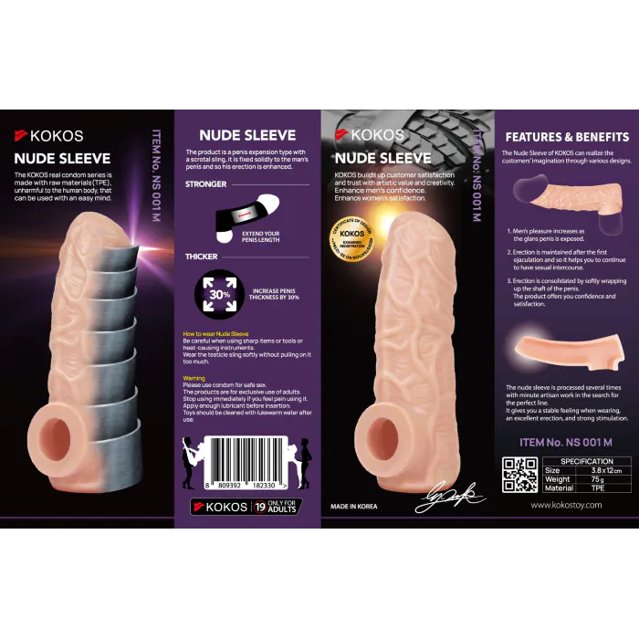 Насадка на член Kokos Nude Sleeve NS 001 M — фото 8