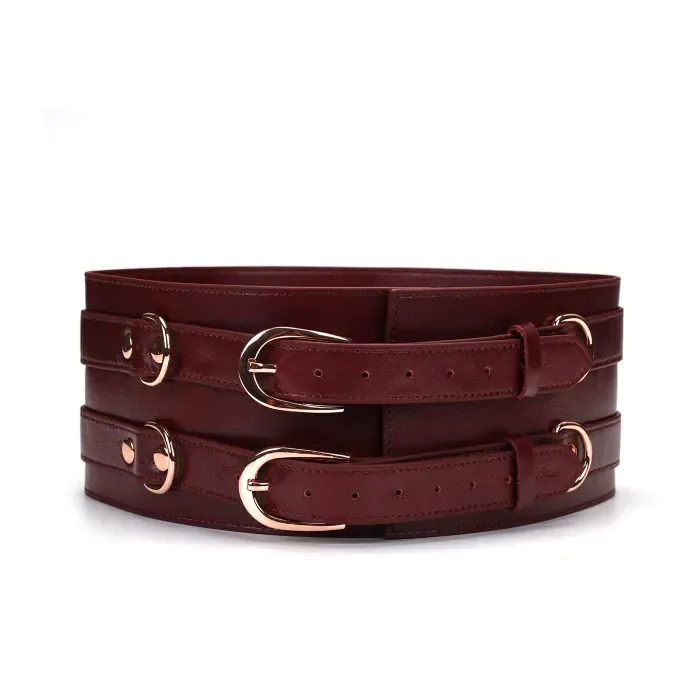 Шкіряний пояс для бондажу Liebe Seele Wine Red Waist Cuff S