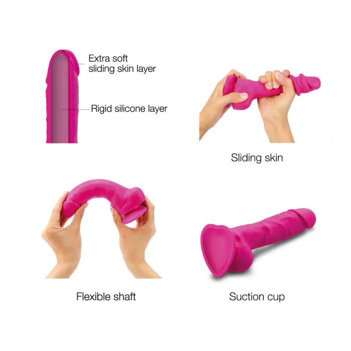 Реалістичний фалоімітатор Strap-On-Me Sliding Skin Realistic Dildo Fuchsia S — фото 3