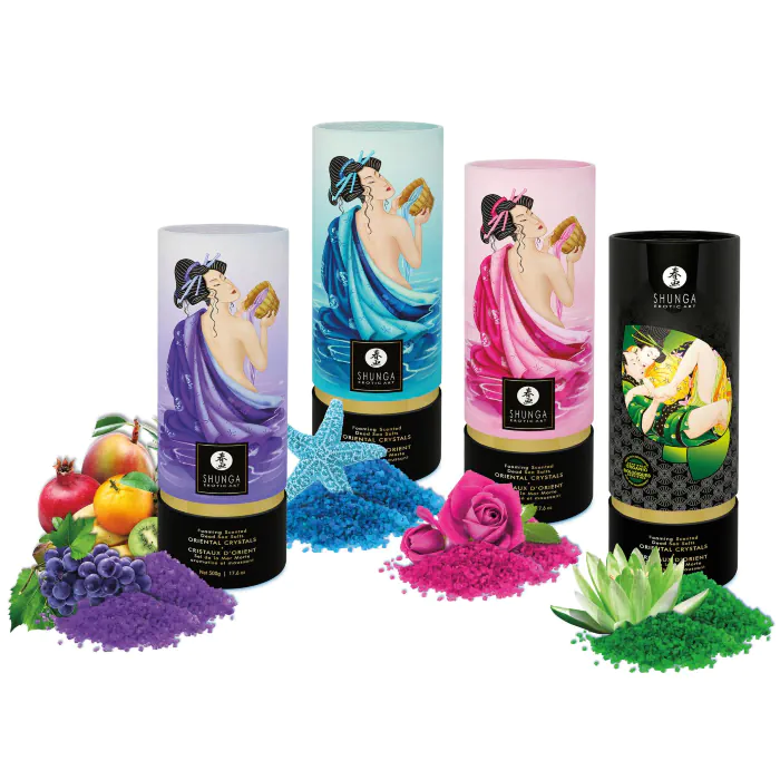 Пінлива сіль для ванни Shunga Dead Sea salt Oriental Crystals Organic Lotus Flower 500 г — фото 6