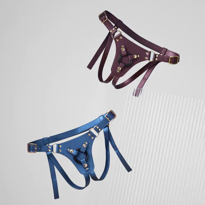 Трусики для страпона Strap-On-Me Leatherette Harness Generous One Size Aubergine — фото 8