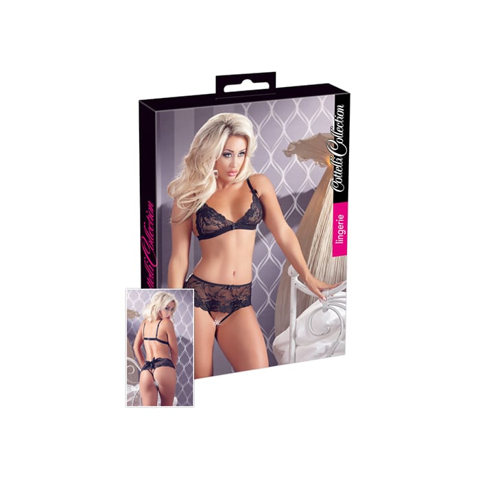 Комплект Bra and Crotchless Briefs Orion Black — фото 3