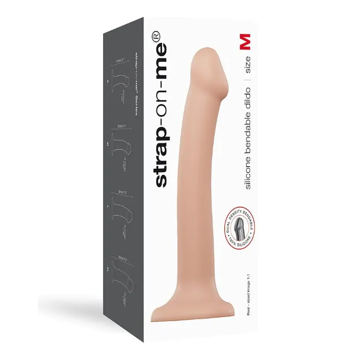 Насадка для страпону Strap-On-Me Dual Density Dildo Flesh М, діаметр 3,7см, двошарова, гнучка — фото 4