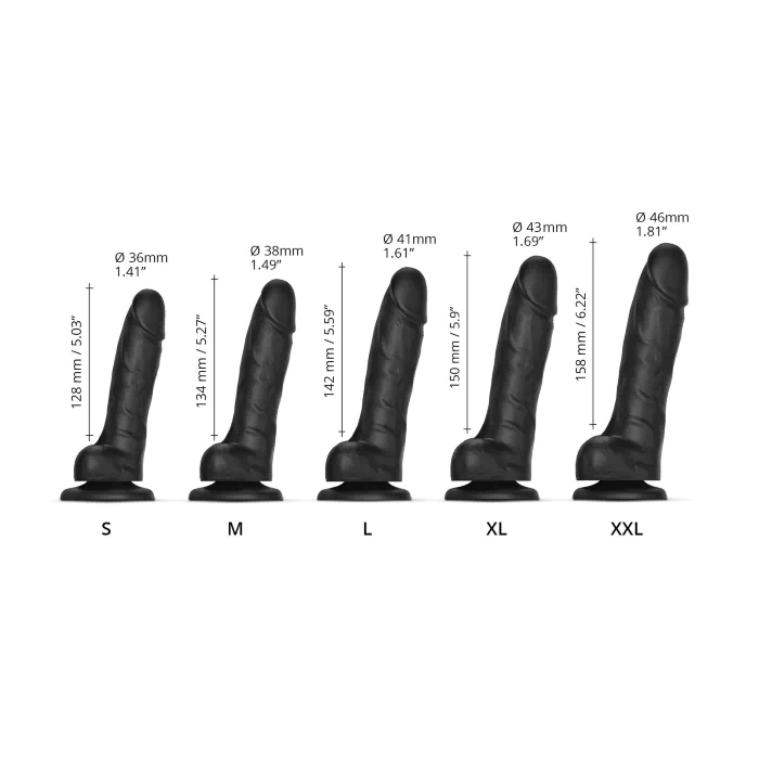 Реалістичний фалоімітатор Strap-On-Me Sliding Realistic Skin Dildo Black M — фото 4