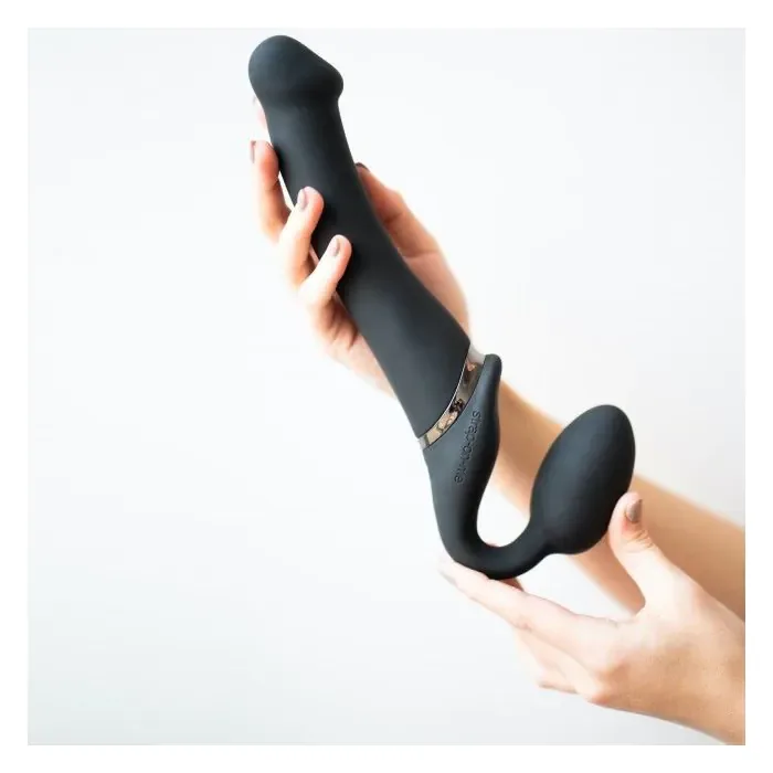 Безремневий страпон із вібрацією Strap-On-Me Vibrating Black L — фото 8