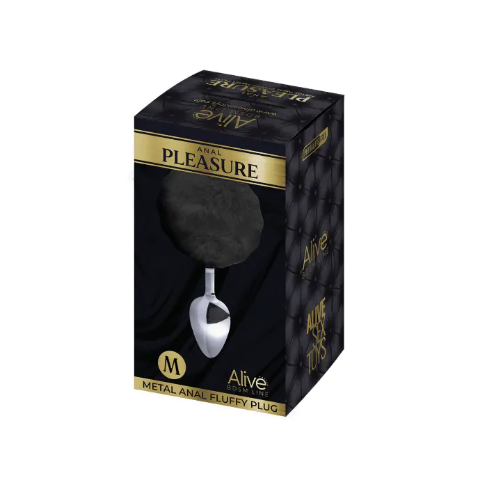 Анальна пробка Alive Fluffy Plug M Black — фото 2