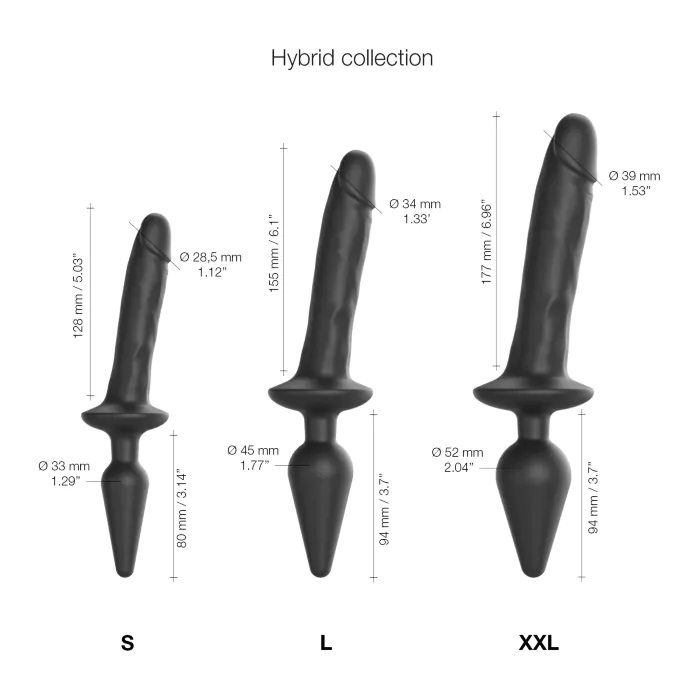 Анальна пробка з дилдо 2в1 Strap-On-Me Switch Plug-In Realistic Dildo Black L — фото 4