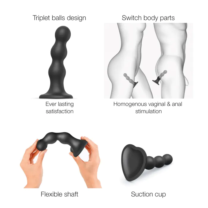 Насадка для страпона Strap-On-Me Dildo Plug Balls Black XL — фото 3