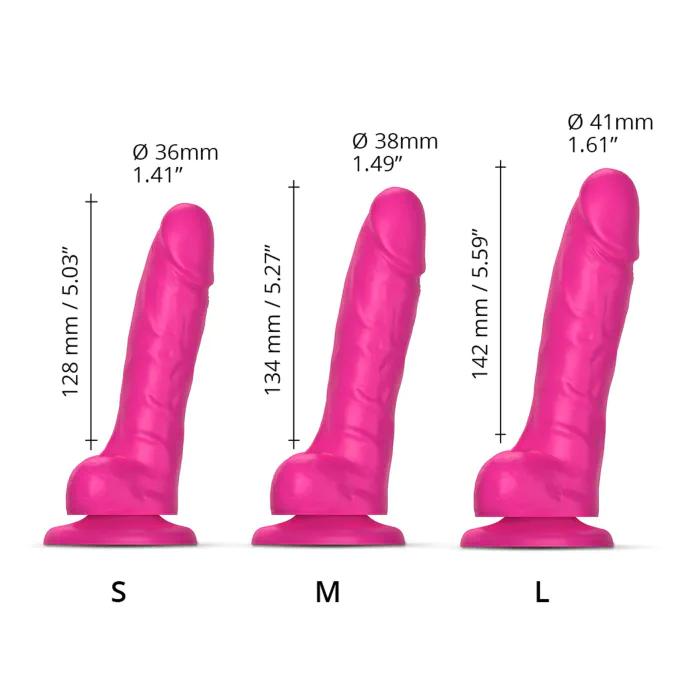 Реалістичний фалоімітатор Strap-On-Me Sliding Skin Realistic Dildo Fuchsia S — фото 4