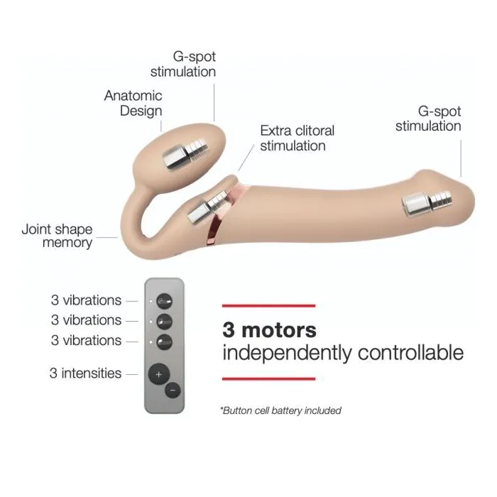 Безремневий страпон із вібрацією Strap-On-Me Vibrating Flesh M — фото 4