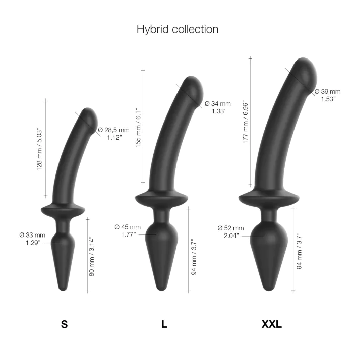 Анальна пробка з дилдо 2в1 Strap-On-Me Switch Plug-In Dildo Black S — фото 4