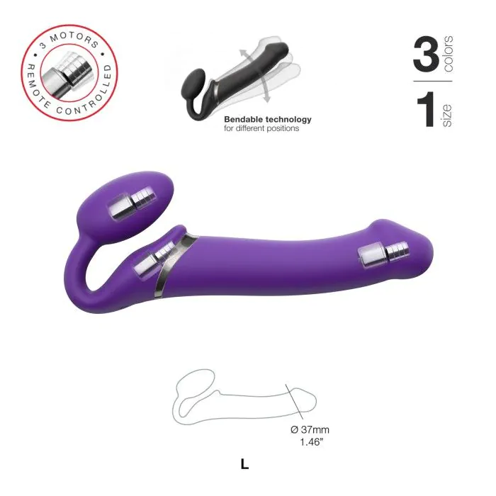 Безремневий страпон із вібрацією Strap-On-Me Vibrating Violet L — фото 2