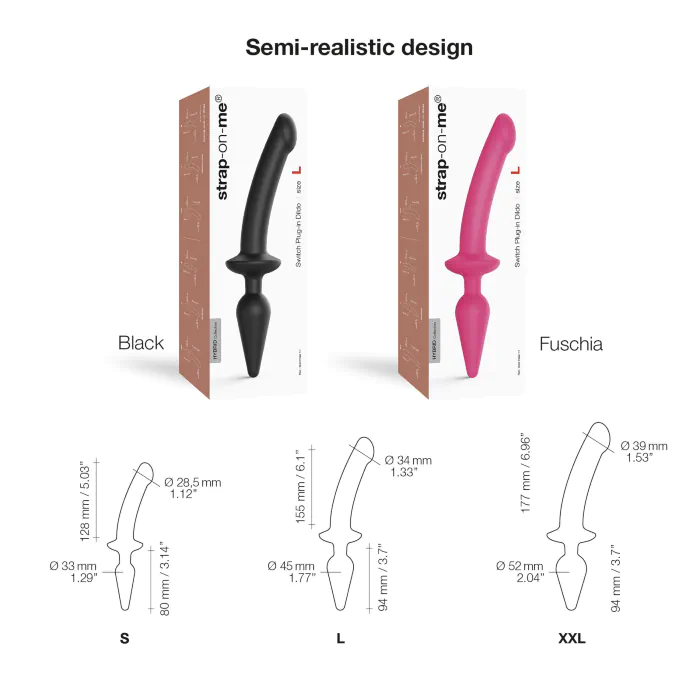 Анальна пробка з дилдо 2в1 Strap-On-Me Switch Plug-In Dildo Fuchsia L — фото 3