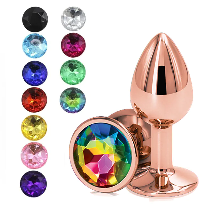 Анальна пробка металева Baby XXX Rose & Gold Metal М з кристалом