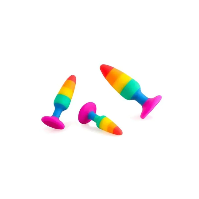 Силіконова анальна пробка Wooomy Hiperloo Silicone Rainbow Plug S — фото 6