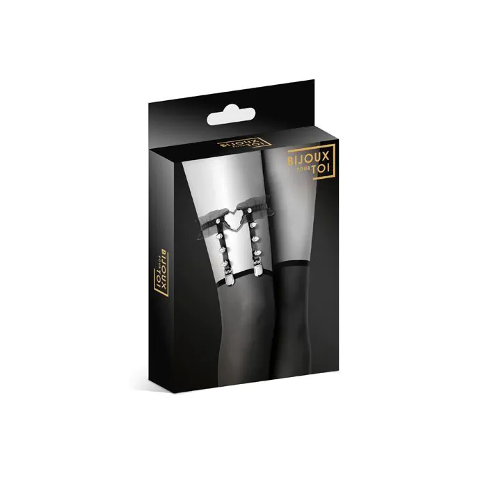 Гартер на ногу Bijoux Pour Toi WITH HEART AND SPIKES Black — фото 3